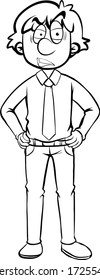Doodle drawing of angry businessman on white background illustration