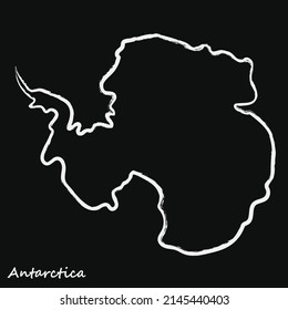 Doodle drawing antarctica continent. Map outline