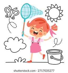 Doodle Drawing With Cartoon Kid
