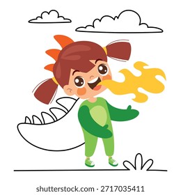 Doodle Drawing With Cartoon Kid