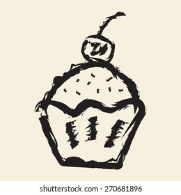 doodle drawing cup cake