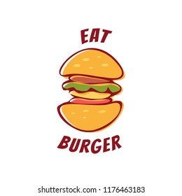 Doodle drawing eat burger logo icon symbol illustration