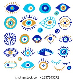 Doodle Drawing Evil Eyes Set Different Stock Vector (Royalty Free ...