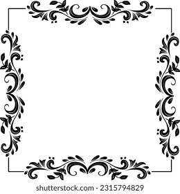 Fondo de marco floral de dibujo de dibujos de dibujos de dibujos de dibujos sobre blanco y negro.