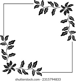 Fondo de marco floral de dibujo de dibujos de dibujos de dibujos de dibujos sobre blanco y negro.