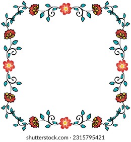 Doodle drawing floral frame background 