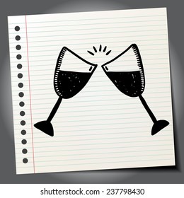 Doodle drawing of glasses of wine