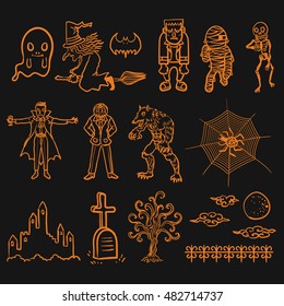 doodle drawing  halloween character icon
