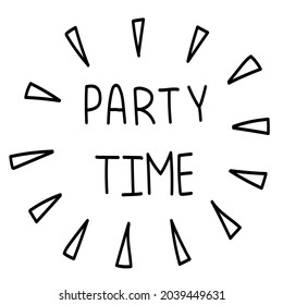 Doodle drawing with holiday banners, garlands for birthday party decoration