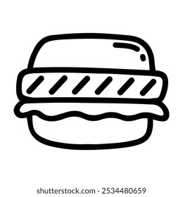 Doodle drawing icon of burger