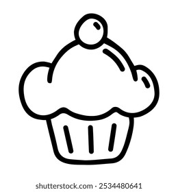 Ícone de desenho de rabiscar do cupcake