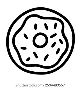 Doodle drawing icon of donut