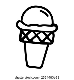 Doodle icono de dibujo de helado