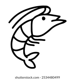 Doodle drawing icon of shrimp