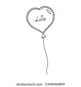 Doodle drawing of an inflatable balloon with love writing.