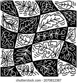 Doodle drawing leaves lines background