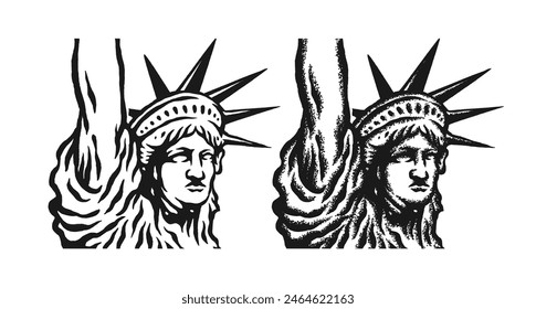 Doodle drawing liberty statue vector illustration