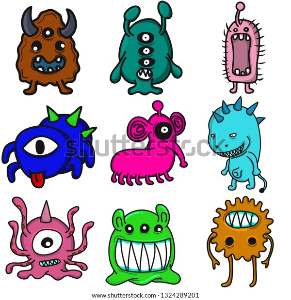 Doodle Drawing Monster Alien Concept Vector Stock Vector (Royalty Free ...