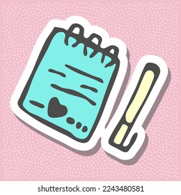 doodle drawing notepad pen with heart symbol