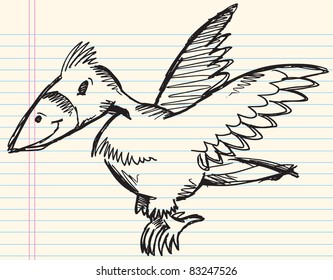 Doodle Drawing Sketch Notebook Bird Vector Illustration