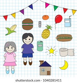 Doodle drawing style. EPS10 Vector. Use for banner, leaflet, wallpaper, website, template, brochure, poster and other design.