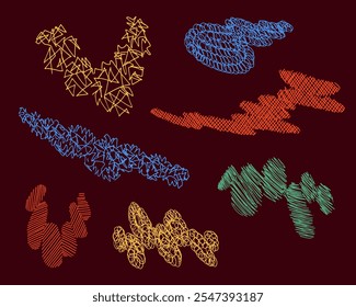 Doodle drawing of trendy shapes. Freehand sketchy elements collection