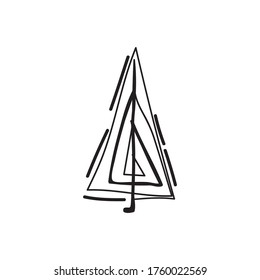 doodle drawing woods. Christmas trees. Abstract. Black and white vector minimalistic linear.Vector art illustration.