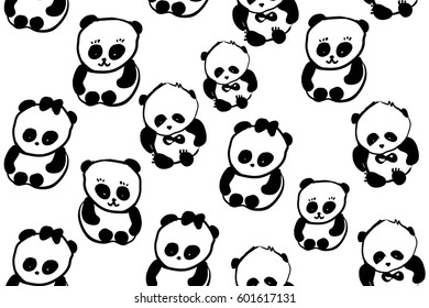 doodle drawings. Panda cartoon illustration