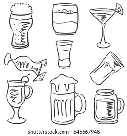 Doodle of drink hand draw collection