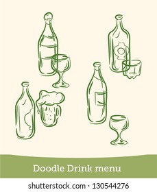 doodle drink menu  set