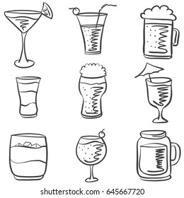 Doodle drink various hand draw