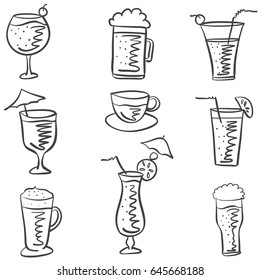 Doodle of drink various style