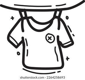 doodle drying clothes icon outline vector