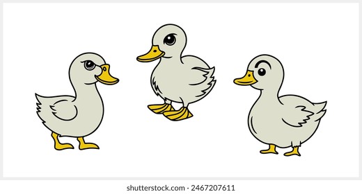 Doodle Ente Clip Kunst isoliert. Handgezeichnetes Tier-Vogel-Symbol. Vektorgrafik Stock Illustration. EPS 10