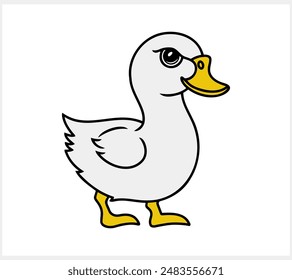 Doodle duck clip art isolated. Hand drawn animal bird icon. Vector stock illustration. EPS 10