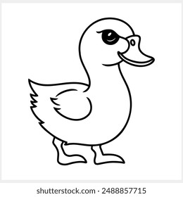 Doodle duck clip art isolated. Hand drawn animal bird icon. Vector stock illustration. EPS 10