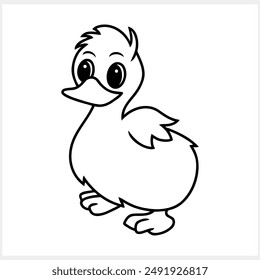 Doodle duck clip art isolated. Hand drawn animal bird icon. Vector stock illustration
