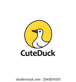 Ilustración de la línea de iconos del logotipo del pato Doodle