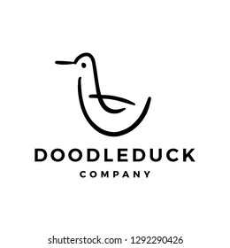 doodle duck logo vector icon illustration