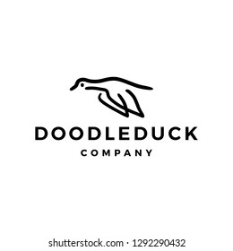 doodle duck logo vector icon illustration