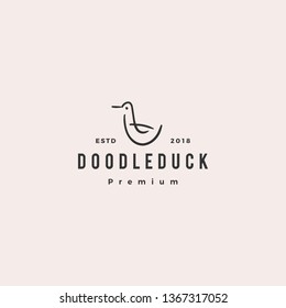doodle duck logo vector icon illustration