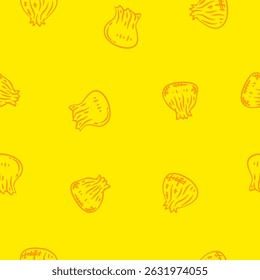 Doodle dumplings pattern background. Dim sum seamless pattern background. dim sum doodle pattern background.