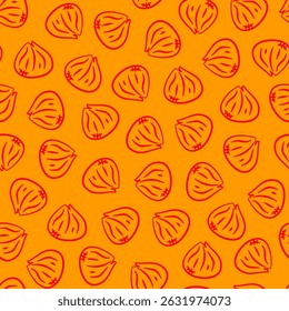 Doodle dumplings pattern background. Dim sum seamless pattern background. dim sum doodle pattern background.
