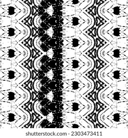 Doodle Dyed Ink Print. Black Color Scribble Pattern. Ethnic Dark Scribble Vector. Black Colour Art Doodle Textile. Ethnic Native Ink Pattern. Simple Native Geo Batik. Seamless Dark Tribal Repeat