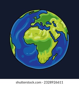 Doodle earth globe, hand drawn vector illustration