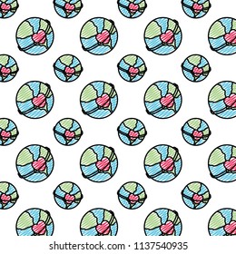 doodle earth planet with heart decoration background