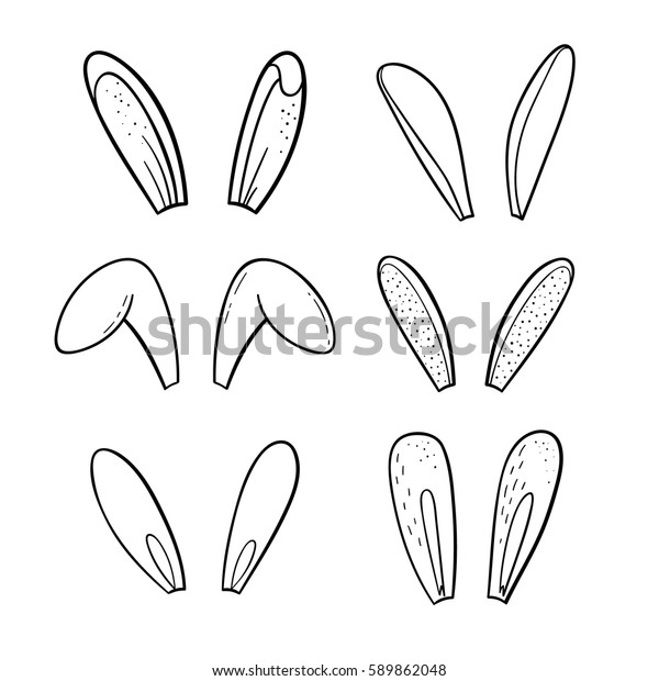 Doodle Easter Bunny Ears Set Vector Stock Vector (Royalty Free) 589862048