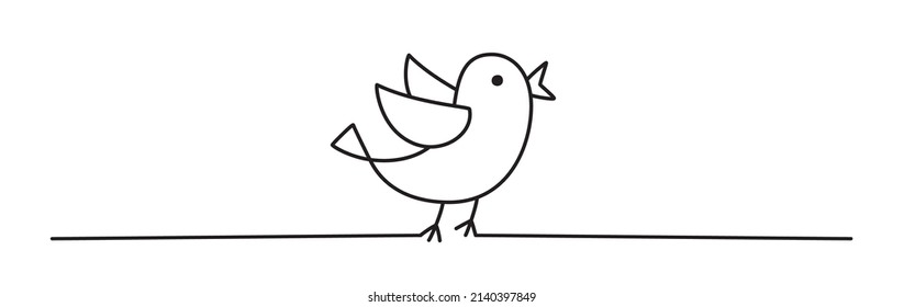 Doodle Easter chick line art banner