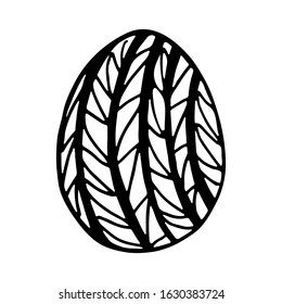 Doodle easter egg. Black and white hand-drawn illustrations for coloring by children. Sketch eggs for cards, logos, holidays.