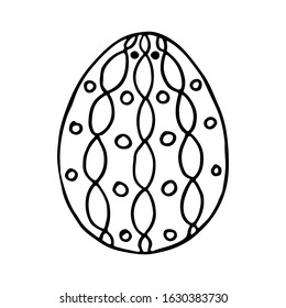 Doodle easter egg. Black and white hand-drawn illustrations for coloring by children. Sketch eggs for cards, logos, holidays.